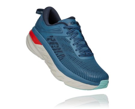 Hoka One One Bondi 7 Moški Pohodni Čevlji Turkizna / Rdeča SI-472906B